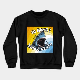 Blue shark with white teeth on a colorful rainbow background Crewneck Sweatshirt